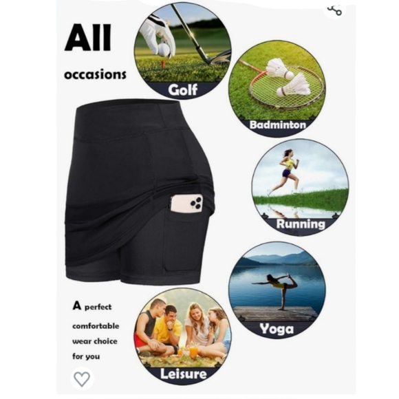 BlevonH Athletic Skirt Women's Plus 2X Black Built in Shorts Activewear Tennis - Picture 6 of 10